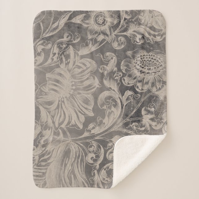 Manta Sherpa Floral envejecida (Anverso)