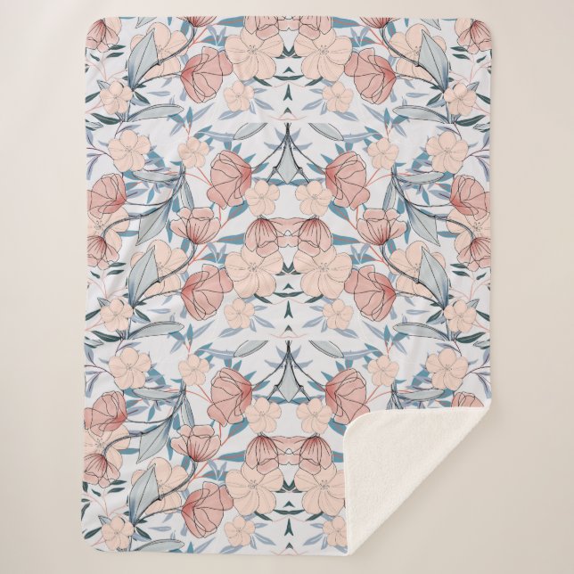 Manta Sherpa Floral estética (Anverso)