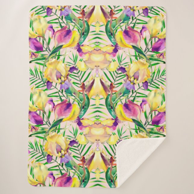 Manta Sherpa Floral estética (Anverso)