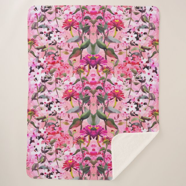 Manta Sherpa Floral estética (Anverso)