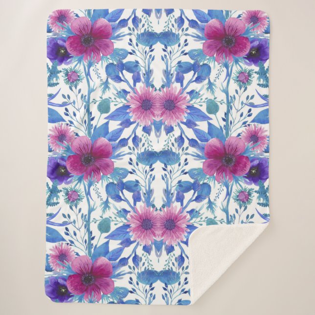 Manta Sherpa Floral estética (Anverso)