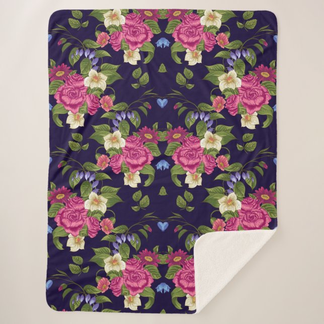 Manta Sherpa Floral estética (Anverso)