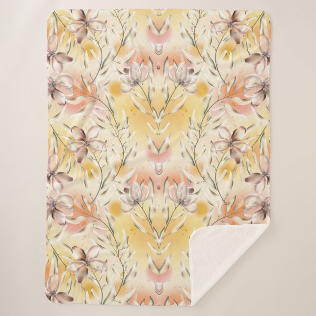 Manta Sherpa Floral estética (Anverso)