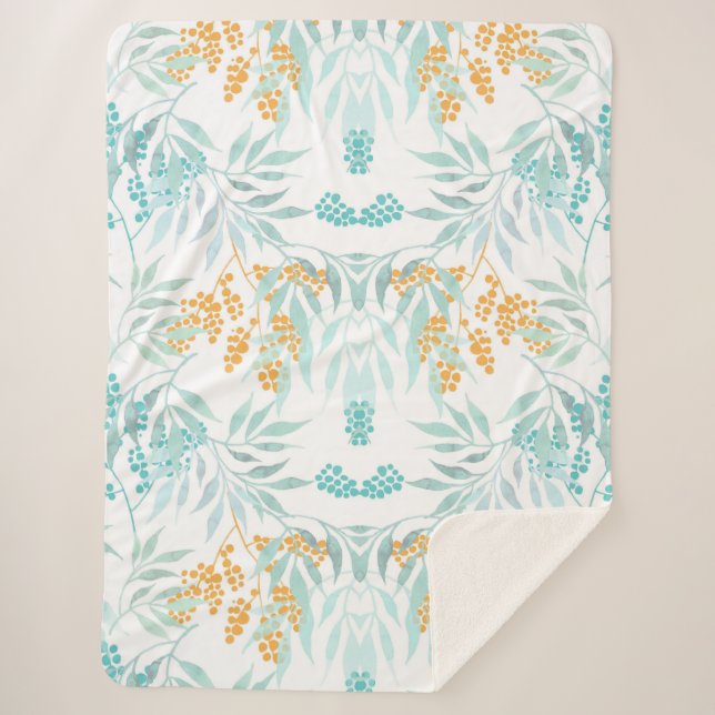 Manta Sherpa Floral estética (Anverso)