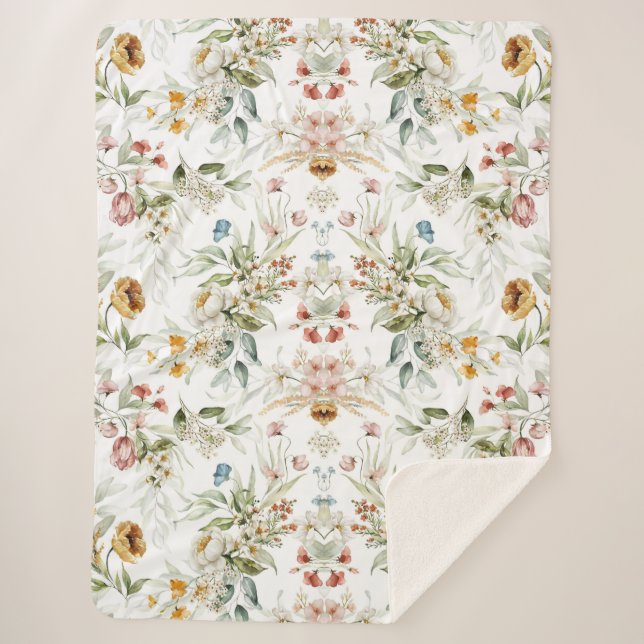 Manta Sherpa Floral estética (Anverso)