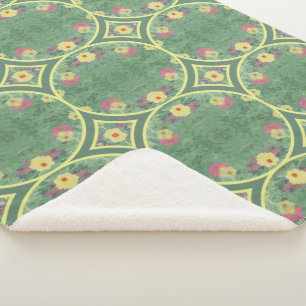 Manta Sherpa Floral Green Tile Sherpa Blanket