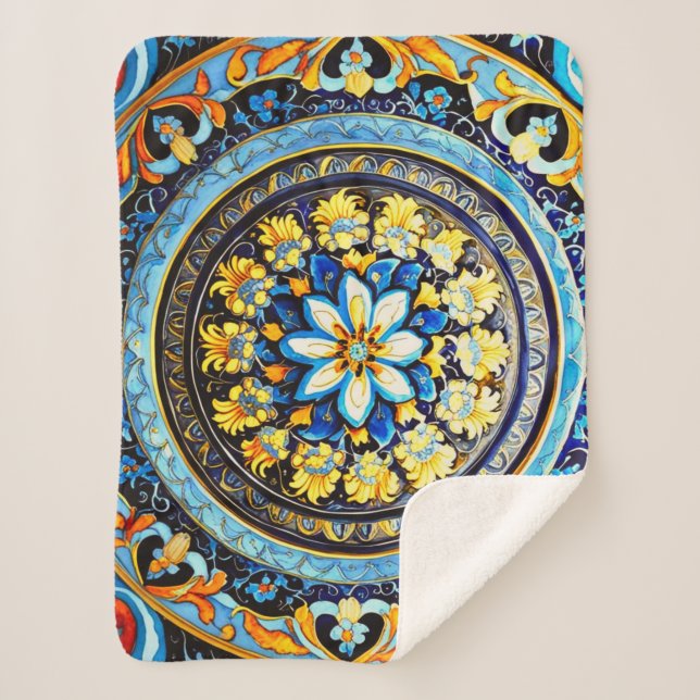 Manta Sherpa Floral mallónica española de origen romano (Anverso)