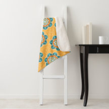 Floral Mandala Tile en Naranja y Verde azulado