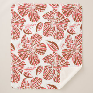 Manta Sherpa Floral natural tropical hawaiana de colores marron