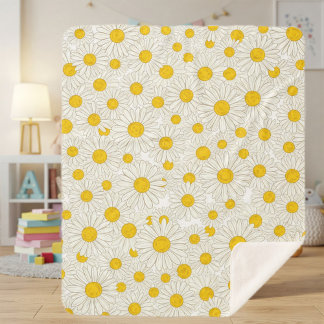 Manta Sherpa Floral Newborn Blanket with Yellow Daisies