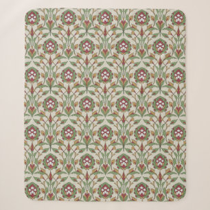 Manta Sherpa Floral persa roja y verde