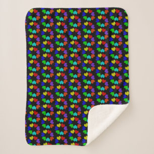 Manta Sherpa Floral Rainbow Love Hearts Sherpa Blanket