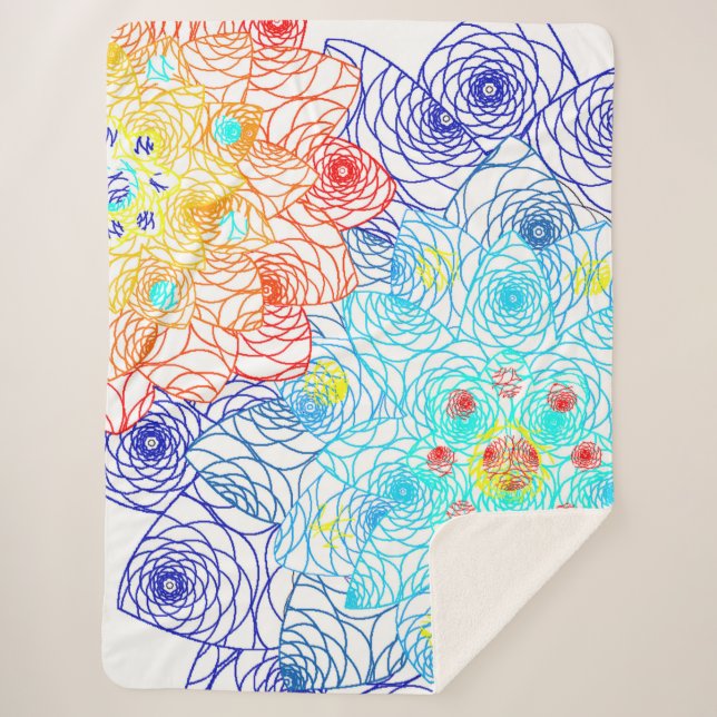 Manta Sherpa Floral roja y azul (Anverso)