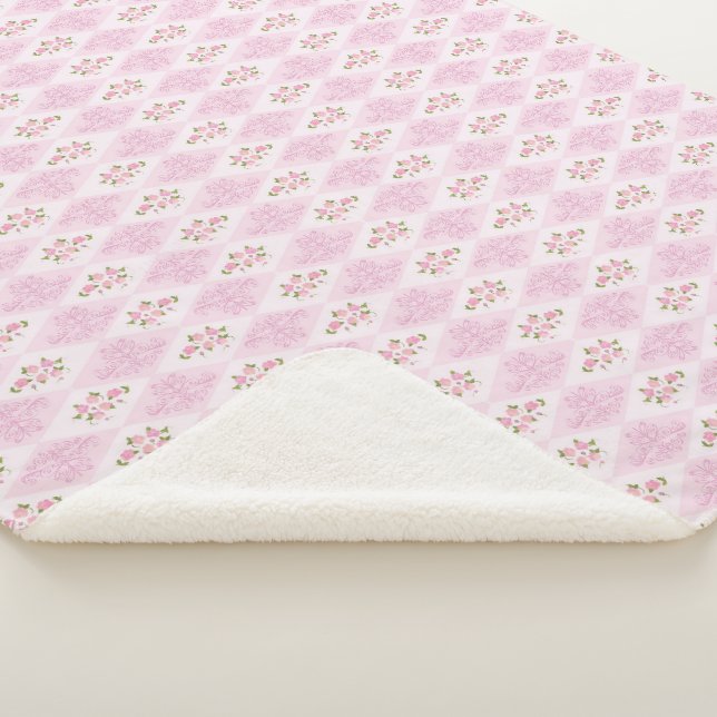 Manta Sherpa Floral Rosa (3/4)