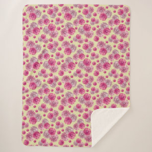 Manta Sherpa Floral Rosa Bonito Para Ella