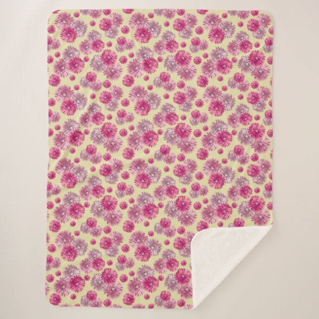 Manta Sherpa Floral Rosa Bonito Para Ella (Anverso)