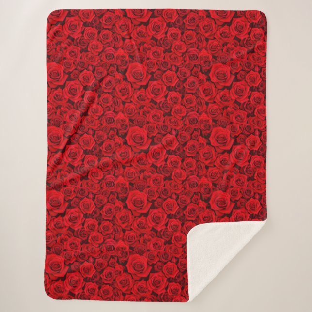 Manta Sherpa Floral Rosa Roja (Anverso)