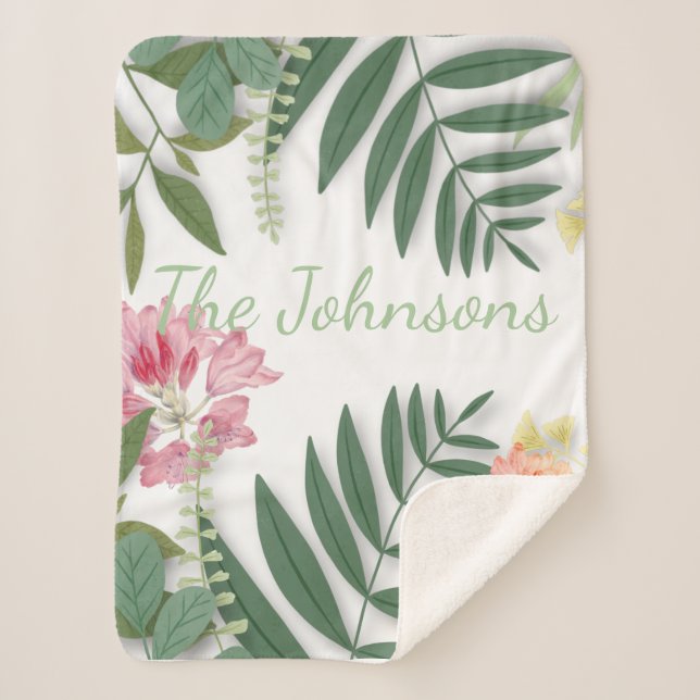 Manta Sherpa Floral tropical (Anverso)