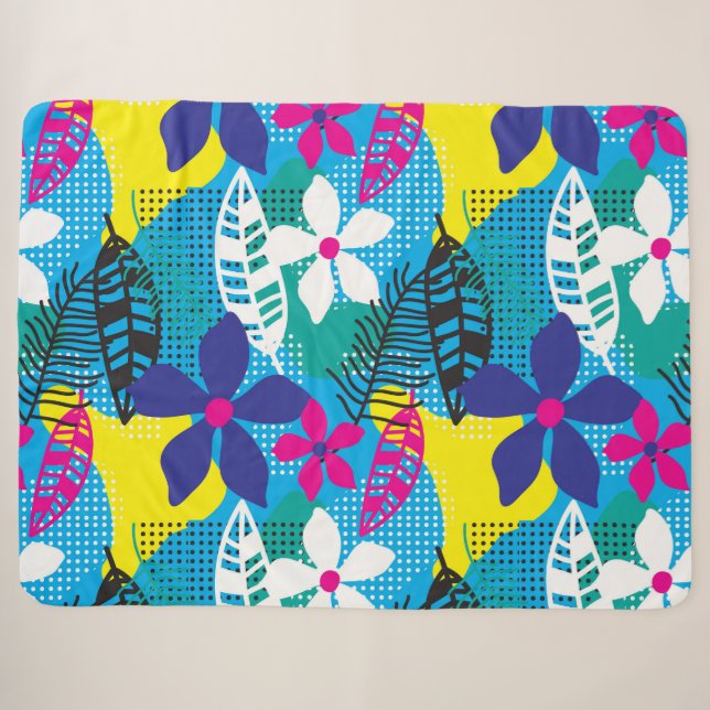 Manta Sherpa Floral tropical (Anverso (horizontal))