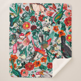 MANTA SHERPA FLORAL Y AVES XIV-II