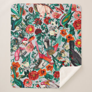 MANTA SHERPA FLORAL Y AVES XIV-II