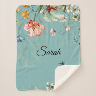 Manta Sherpa Florales acuarelas de los años 1600, estropador de