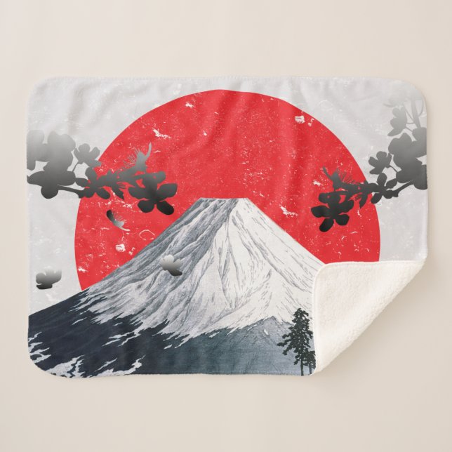 Manta Sherpa Florecimiento de cerezos en el Fuji Japón (Anverso (horizontal))