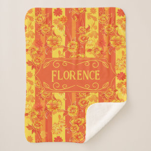 Manta Sherpa Florencia Floral amarilla y Naranja