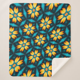 Manta Sherpa Flores abstractas amarillas