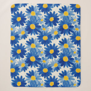 Manta Sherpa Flores azul y amarilla de la pintura