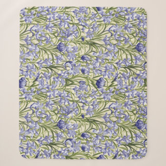 Manta Sherpa Flores azules de patrón floral