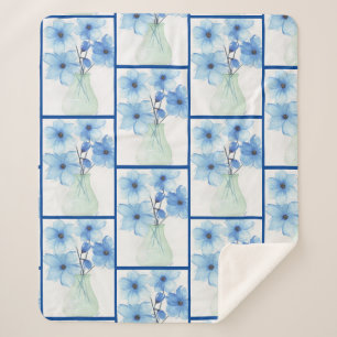 Manta Sherpa Flores azules en un jarrón Tarjetas de notas