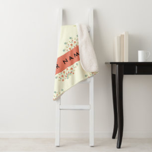 Manta Sherpa Flores azules y rojas, rojas, tu nombre