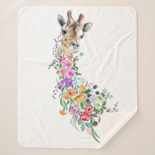 Manta Sherpa Flores Bouquet Giraffe Sherpa Blanket