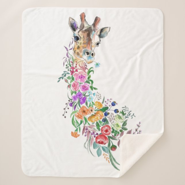 Manta Sherpa Flores Bouquet Giraffe Sherpa Blanket (Anverso)