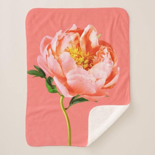 Manta Sherpa Flores | Coral Peony Blossom (Anverso)