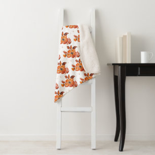Manta Sherpa Flores de acuarela naranja I