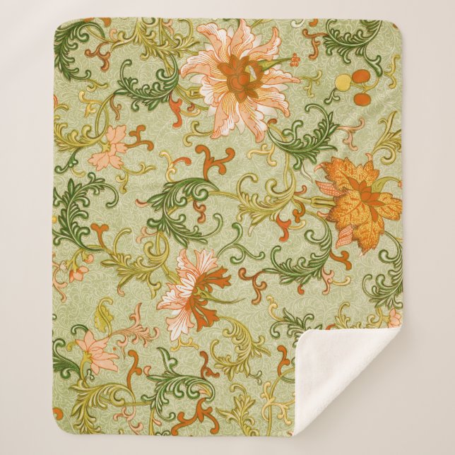 Manta Sherpa Flores de adorno chino Jones (Anverso)