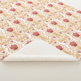 Manta Sherpa Flores de Art Nouveau blancas