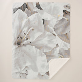 Manta Sherpa *~* Flores de azalea blanca gruesa y rusa neutrale