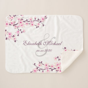 Manta Sherpa Flores De Cerezo Pink White Newlyweweds Salvan La