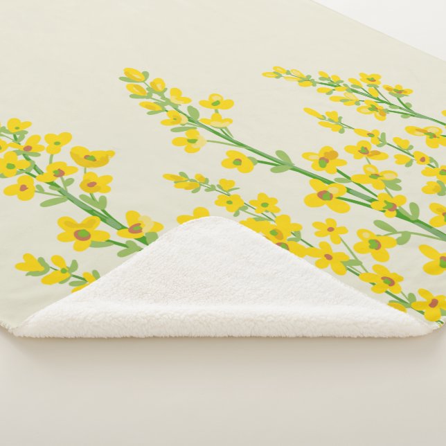 Manta Sherpa Flores de citrina amarilla moderna (3/4)