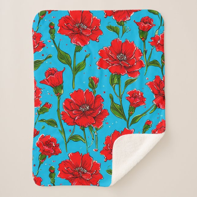 Manta Sherpa flores de clavel (Anverso)
