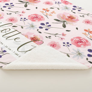 Manta Sherpa Flores de color de agua de la Moda Boho Estadístic