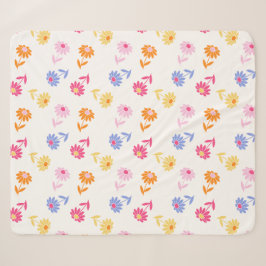 Manta Sherpa Flores de color pastel patrón sin soldadura
