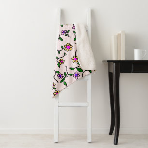 Manta Sherpa Flores de colores, motivos florales, vegetación, b