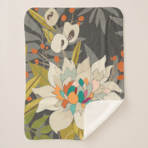 Manta Sherpa Flores de contraluz tropicales