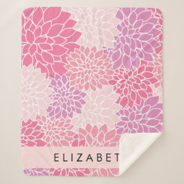 Manta Sherpa Flores De Dahlia Rosa, Patrón De Flores, Tu Nombre