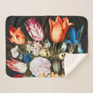 Manta Sherpa Flores de época en un vaso de Ambrosius Bosschaer