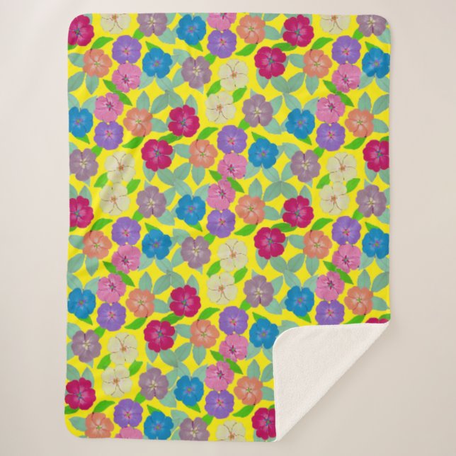 Manta Sherpa Flores de geranio lanzan (Anverso)